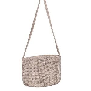The Sak Bag Womens Purse Woven Crochet Zip top Shoulder Bag Boho Beige Neutral